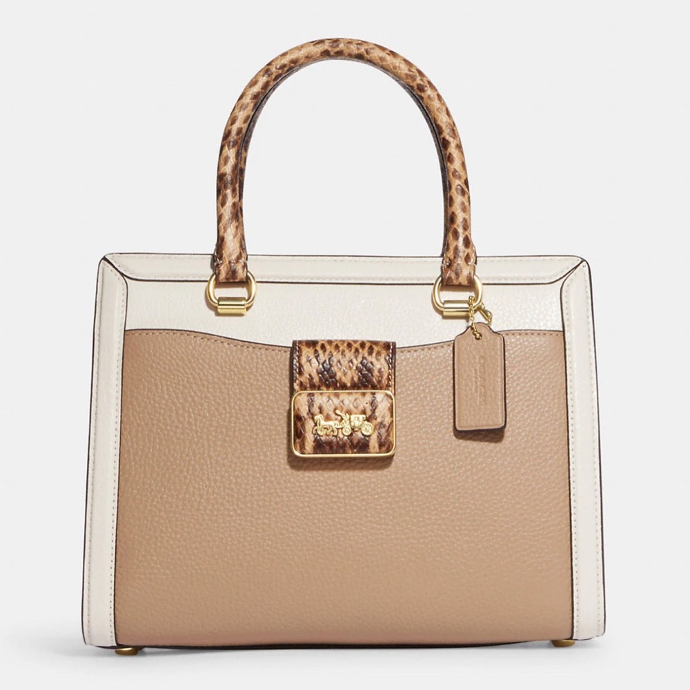 Women’s Handbag COACH Grace Carryall Colorblock Snake Embossed Leather AUTHENTIC - Picture 3 of 10
